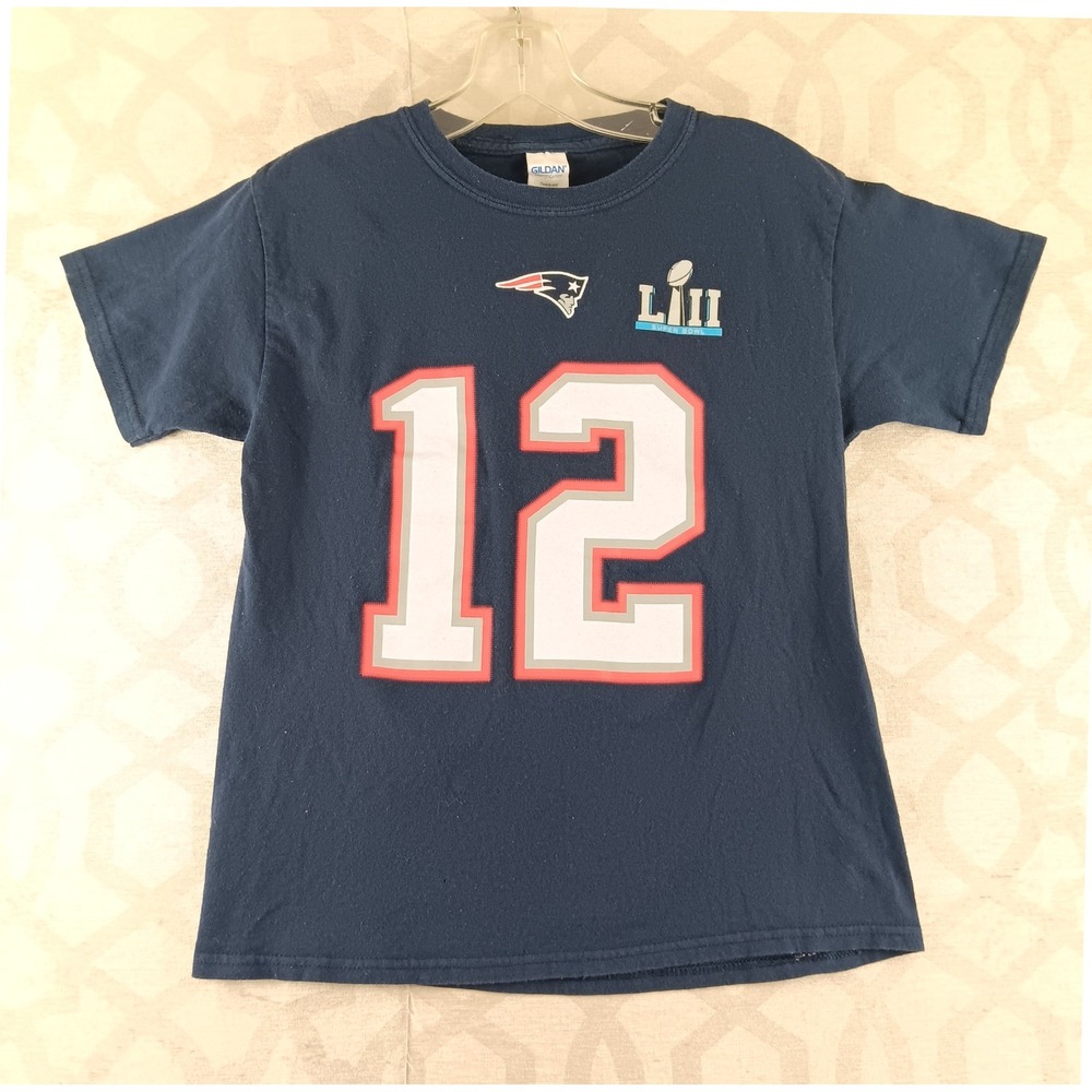Kids Youth New‎ England Patriots Tom Brady 12 Super Bowl LIII T Shirt Medium